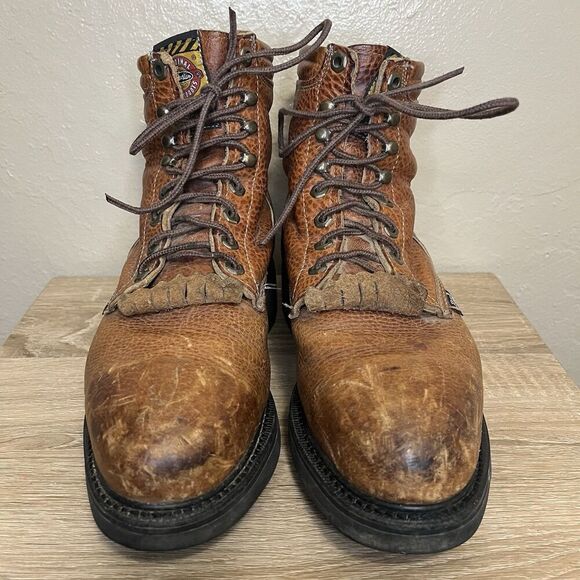 Justin Brown Kiltie Work Boots Size 7.5EE/USA/Body Cushion Comfort System main image 11